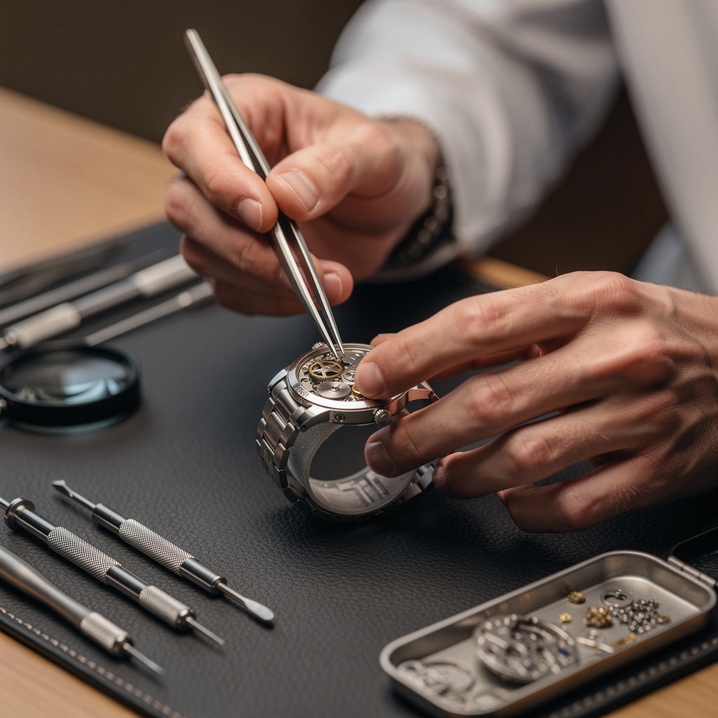 Ipanema Watch & Jewelry expert watchmaker performing a precision repair in San Diego