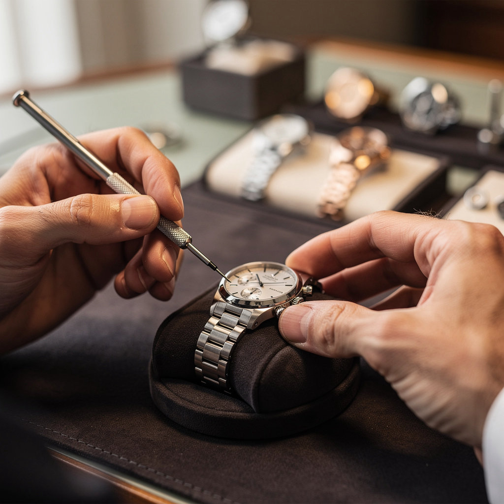 Ipanema Watch & Jewelry expert craftsman performing a precision watch repair in San Diego